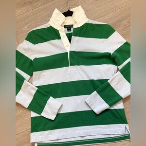 J Crew Always Women’s Rugby Polo T-shirt Sz.XS Academia Collegiate Green Strip